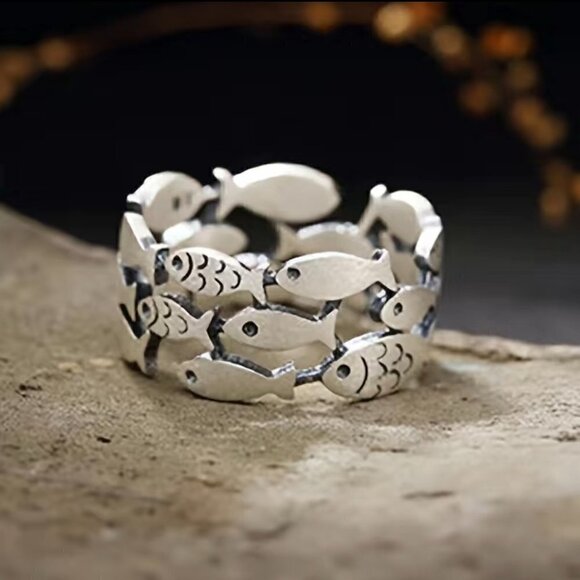 Silver 925 Fish Boho Ring #806 - Picture 3 of 10